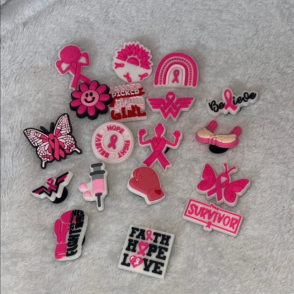 Breast Cancer Shoe Croc Charms for Kids Teens Adults new